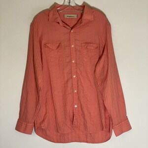 Tommy Bahama Shirt Mens Large Pink Textured Linen Blend Cruise Comfort Summer L